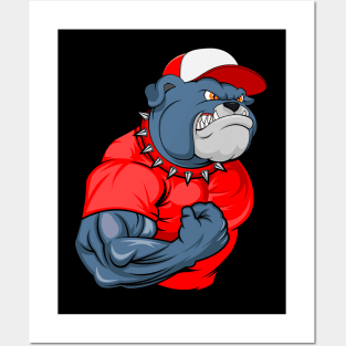 Angry bulldog as a bodybuilder Posters and Art